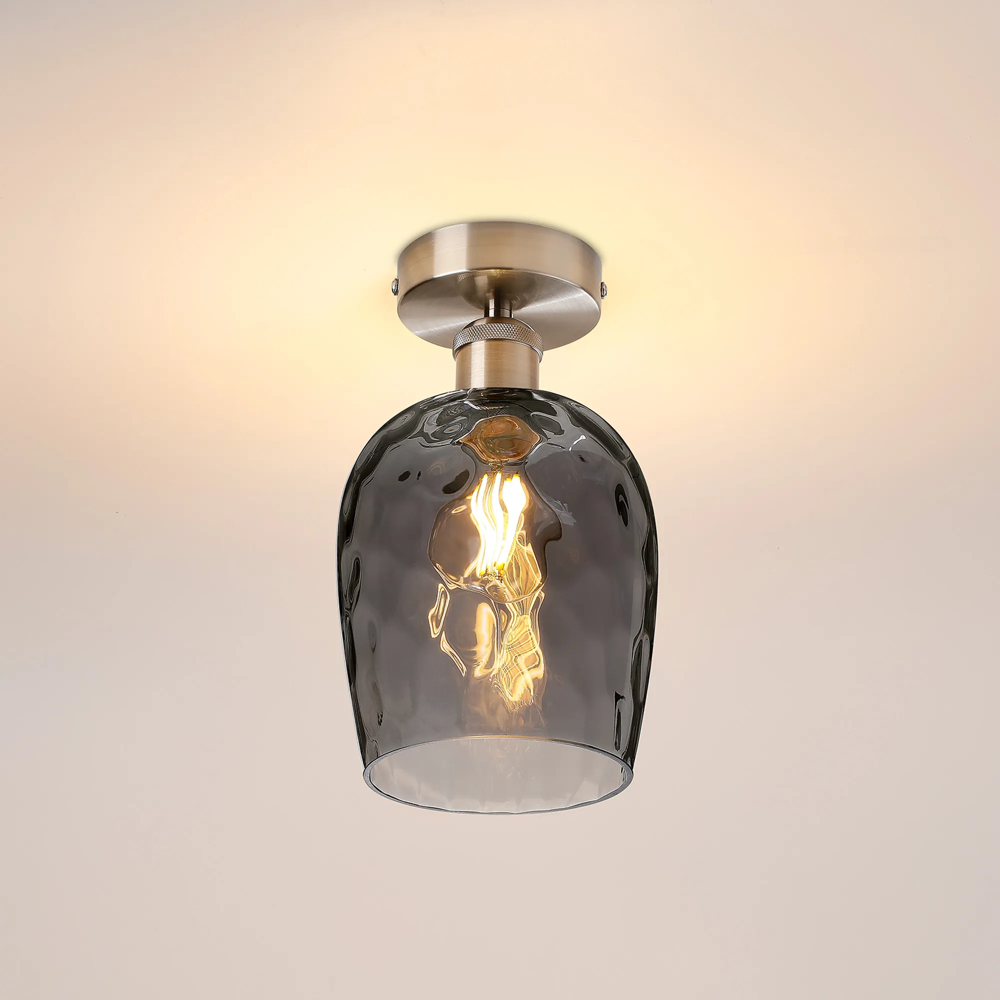 Cawdor Satin Nickel Ceiling Lights Deco Flush Fittings